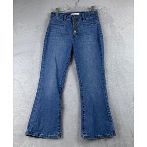 Nature Flare Leg Jeans Womens Size 26 Mid Rise Button Fly Coin Pockets Blue